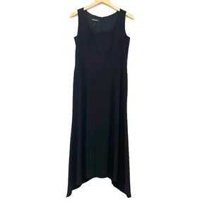 Escada black sleeveless handkerchief hem ankle length dress